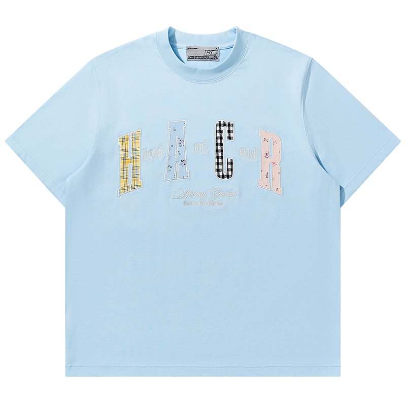 Color-Blocking Floral Patchwork Embroidered Round Neck Loose Short-Sleeve T-Shirt for Kids and Adults - Playful 90s Style Color-Blocking Floral Patchwork Embroidered Round Neck Loose Short-Sleeve T-Shirt for Kids and Adults - Playful 90s Style