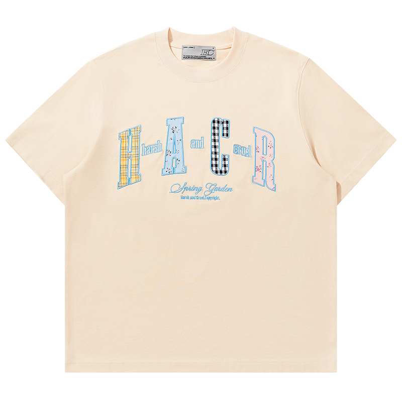 Color-Blocking Floral Patchwork Embroidered Round Neck Loose Short-Sleeve T-Shirt for Kids and Adults - Playful 90s Style Color-Blocking Floral Patchwork Embroidered Round Neck Loose Short-Sleeve T-Shirt for Kids and Adults - Playful 90s Style