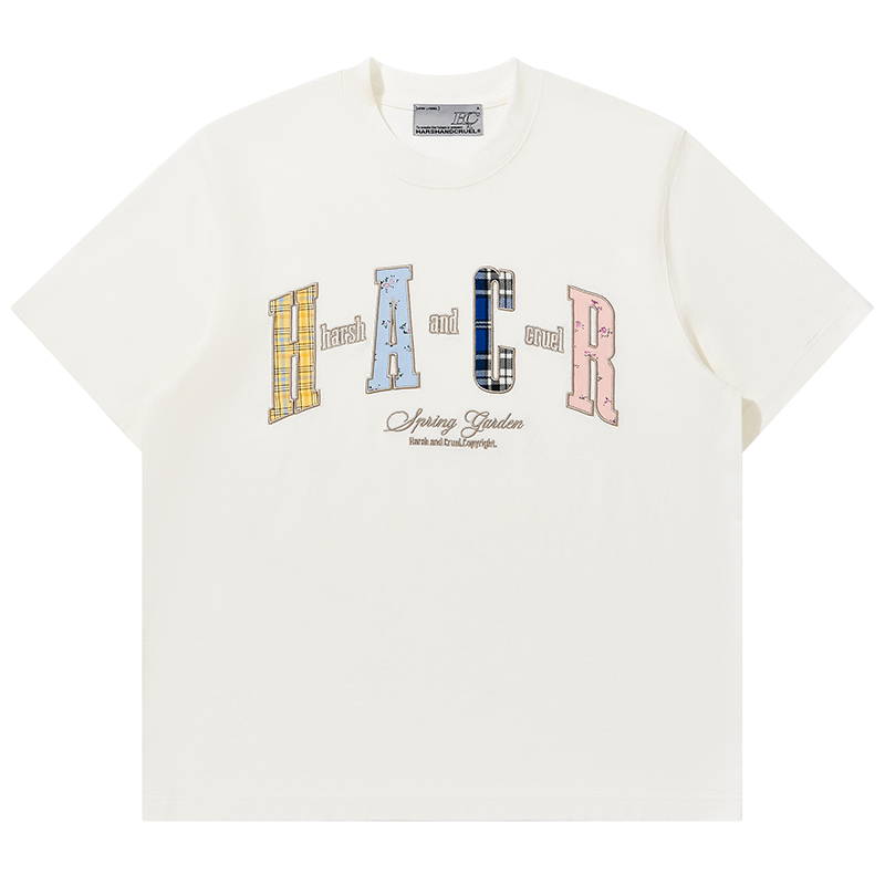 Color-Blocking Floral Patchwork Embroidered Round Neck Loose Short-Sleeve T-Shirt for Kids and Adults - Playful 90s Style Color-Blocking Floral Patchwork Embroidered Round Neck Loose Short-Sleeve T-Shirt for Kids and Adults - Playful 90s Style