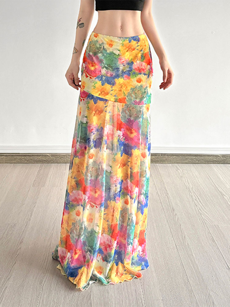 Colorful Gradient Mesh Half Skirt - Versatile Slim Fit Summer Skirt in Oil Painting Style - Trendy and Sexy Fashion Piece Colorful Gradient Mesh Half Skirt - Versatile Slim Fit Summer Skirt in Oil Painting Style - Trendy and Sexy Fashion Piece