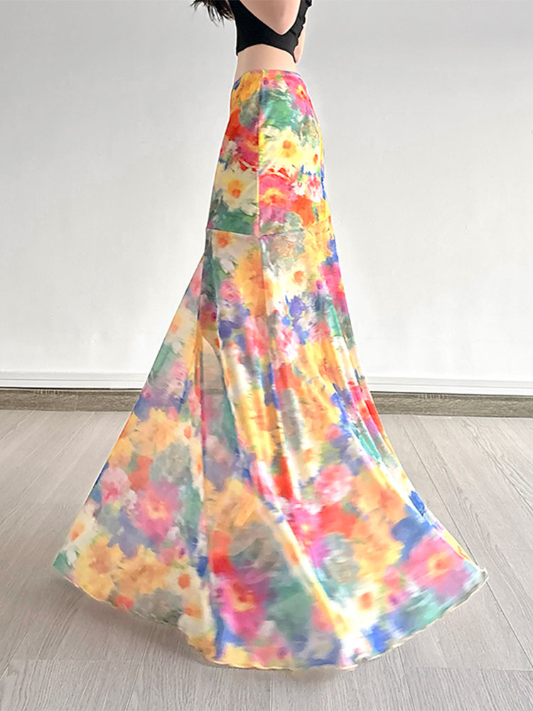 Colorful Gradient Mesh Half Skirt - Versatile Slim Fit Summer Skirt in Oil Painting Style - Trendy and Sexy Fashion Piece Colorful Gradient Mesh Half Skirt - Versatile Slim Fit Summer Skirt in Oil Painting Style - Trendy and Sexy Fashion Piece