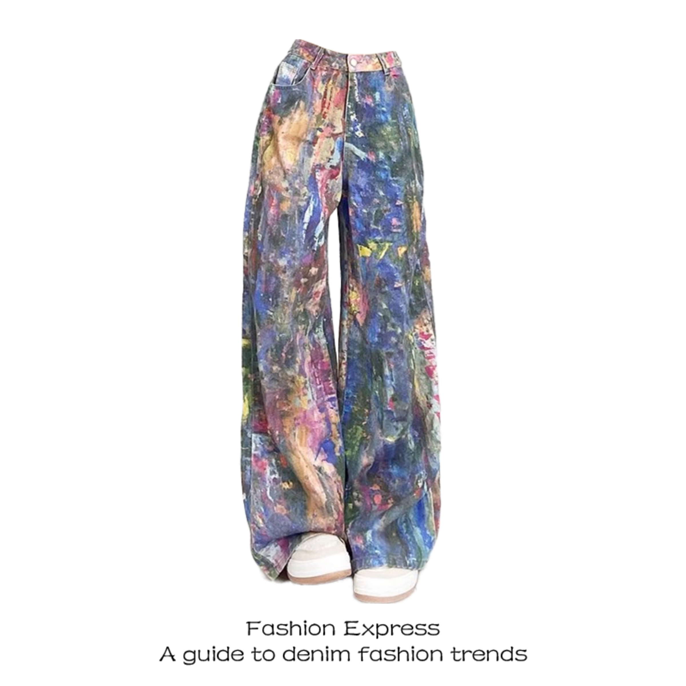 Colorful Graffiti Splatter High-Waisted Wide-Leg Jeans for Women - American Retro Style Casual Pants for Spring and Autumn 2025 Colorful Graffiti Splatter High-Waisted Wide-Leg Jeans for Women - American Retro Style Casual Pants for Spring and Autumn 2025