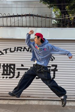 Colorful Letter Plaid Hoodie Shirt - Custom Made American Vintage Unisex Loose Casual Spring Jacket for 90s Y2K Style