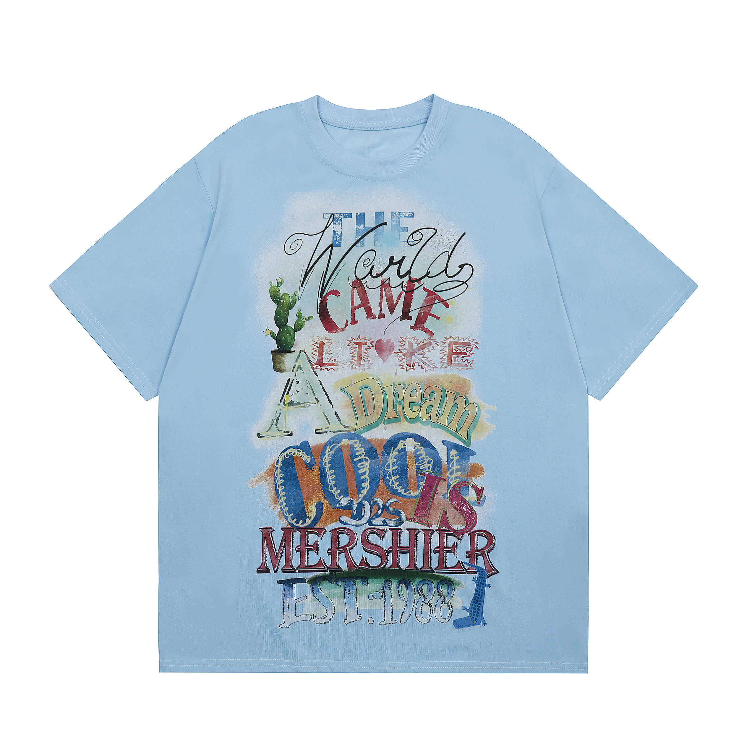 Colorful Letter Printed Short Sleeve T-Shirt for Men and Women - Casual Loose Fit Summer Minimalist Top, American Style Fashion Colorful Letter Printed Short Sleeve T-Shirt for Men and Women - Casual Loose Fit Summer Minimalist Top, American Style Fashion