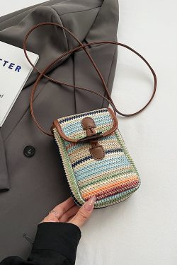 Colorful Woven Mini Crossbody Bag for Women - Lightweight Summer Phone Bag, 2025 Fashion Essential