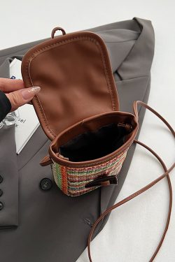 Colorful Woven Mini Crossbody Bag for Women - Lightweight Summer Phone Bag, 2025 Fashion Essential