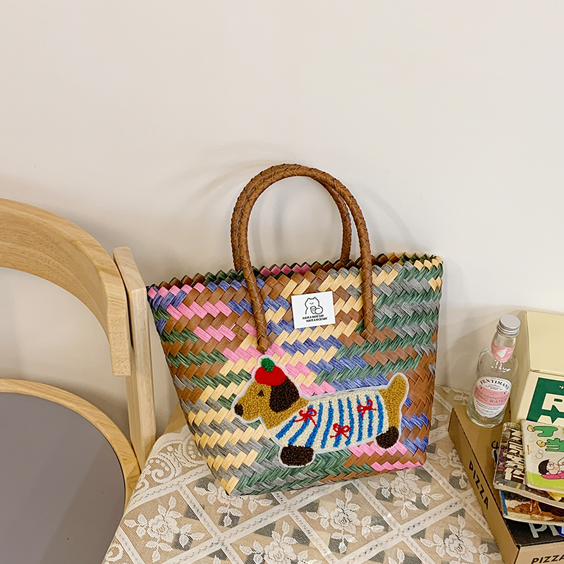 Colorful Woven Shoulder Bag for Women - Large Capacity High-End Beach Tote, 2025 Fashion Handheld Vacation Bag Colorful Woven Shoulder Bag for Women - Large Capacity High-End Beach Tote, 2025 Fashion Handheld Vacation Bag