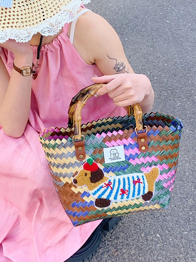Colorful Woven Shoulder Bag for Women - Large Capacity High-End Beach Tote, 2025 Fashion Handheld Vacation Bag Colorful Woven Shoulder Bag for Women - Large Capacity High-End Beach Tote, 2025 Fashion Handheld Vacation Bag