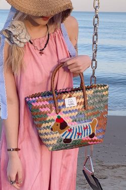 Colorful Woven Shoulder Bag for Women - Large Capacity High-End Beach Tote, 2025 Fashion Handheld Vacation Bag