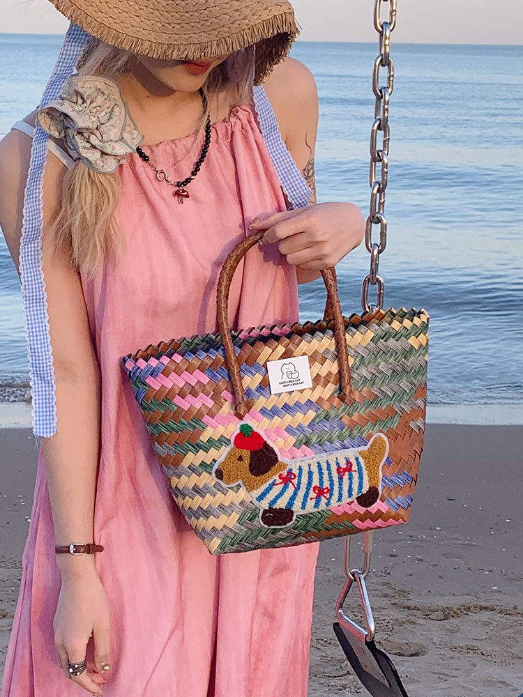 Colorful Woven Shoulder Bag for Women - Large Capacity High-End Beach Tote, 2025 Fashion Handheld Vacation Bag Colorful Woven Shoulder Bag for Women - Large Capacity High-End Beach Tote, 2025 Fashion Handheld Vacation Bag
