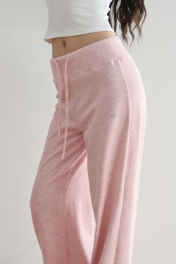 Comfortable Wide-Leg Floor-Length Pants for Women - Soft Casual Slimming Low-Waist Sports Style, Ideal for 90s and Y2K Fashion