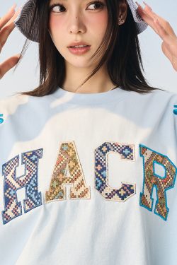 Cool Feeling Ethnic Style Patch Embroidery Loose Sorona Short Sleeve T-shirt for Summer, Y2K Fashion, Casual Wear