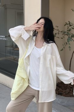 Cool Feeling Green Sunscreen Long Sleeve Shirt for Women - Loose Summer Cardigan Top, Perfect for 90s and Y2K Style