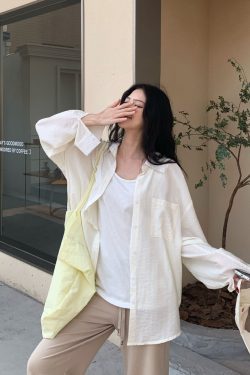 Cool Feeling Green Sunscreen Long Sleeve Shirt for Women - Loose Summer Cardigan Top, Perfect for 90s and Y2K Style