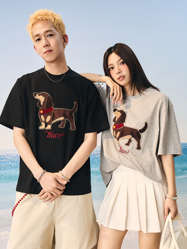 Cool Feeling Sunscreen Suede Patch Towel Embroidered Puppy Short Sleeve T-Shirt - Trendy Y2K Style for Casual Wear Cool Feeling Sunscreen Suede Patch Towel Embroidered Puppy Short Sleeve T-Shirt - Trendy Y2K Style for Casual Wear