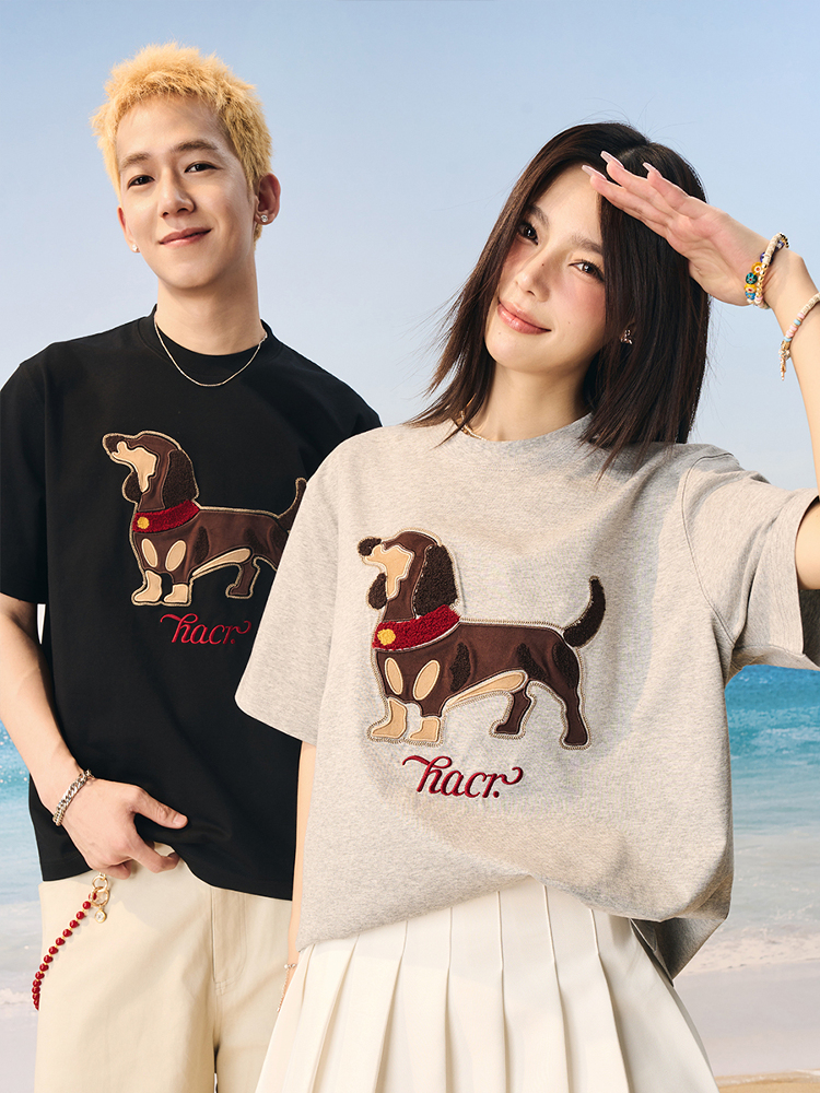 Cool Feeling Sunscreen Suede Patch Towel Embroidered Puppy Short Sleeve T-Shirt - Trendy Y2K Style for Casual Wear Cool Feeling Sunscreen Suede Patch Towel Embroidered Puppy Short Sleeve T-Shirt - Trendy Y2K Style for Casual Wear