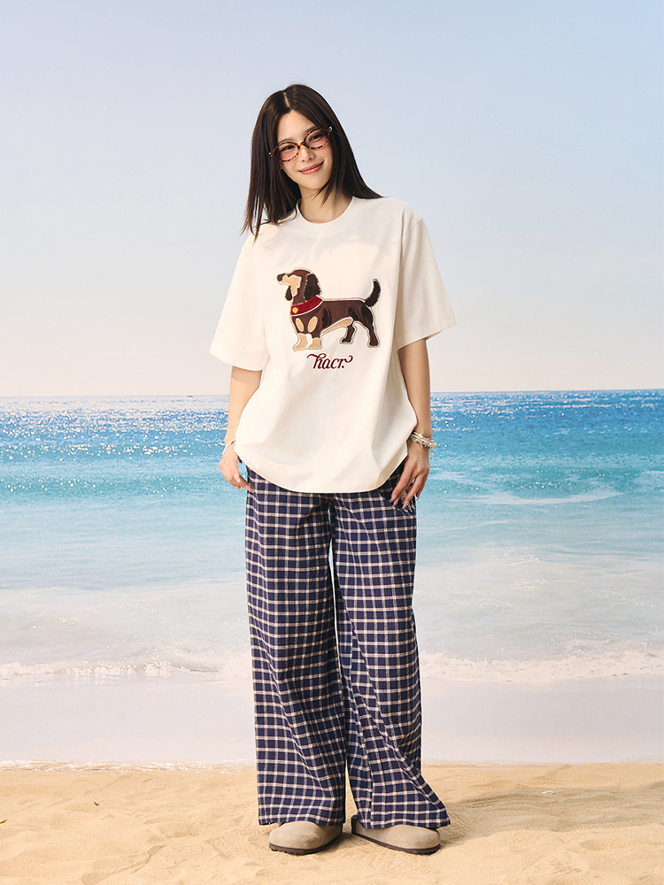 Cool Feeling Sunscreen Suede Patch Towel Embroidered Puppy Short Sleeve T-Shirt - Trendy Y2K Style for Casual Wear Cool Feeling Sunscreen Suede Patch Towel Embroidered Puppy Short Sleeve T-Shirt - Trendy Y2K Style for Casual Wear