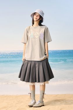 Cool Feeling Sunscreen T-Shirt for Couples, Relaxed Fit, Short Sleeve, Embroidered, Sorona Fabric, Trendy Casual Summer Style