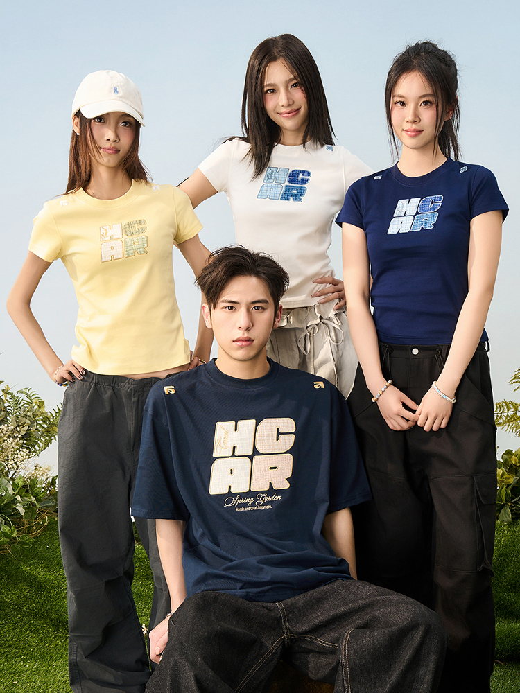 Cool Feeling Sunscreen T-Shirt with Vintage Woven Patch Embroidery, Short Sleeves, Y2K Style, Perfect for Summer Casual Wear Cool Feeling Sunscreen T-Shirt with Vintage Woven Patch Embroidery, Short Sleeves, Y2K Style, Perfect for Summer Casual Wear