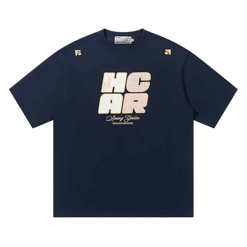 Cool Feeling Sunscreen T-Shirt with Vintage Woven Patch Embroidery, Short Sleeves, Y2K Style, Perfect for Summer Casual Wear Cool Feeling Sunscreen T-Shirt with Vintage Woven Patch Embroidery, Short Sleeves, Y2K Style, Perfect for Summer Casual Wear