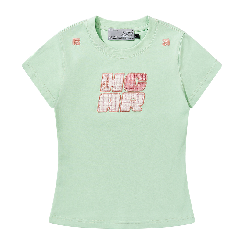 Cool Feeling Sunscreen T-Shirt with Vintage Woven Patch Embroidery, Short Sleeves, Y2K Style, Perfect for Summer Casual Wear Cool Feeling Sunscreen T-Shirt with Vintage Woven Patch Embroidery, Short Sleeves, Y2K Style, Perfect for Summer Casual Wear