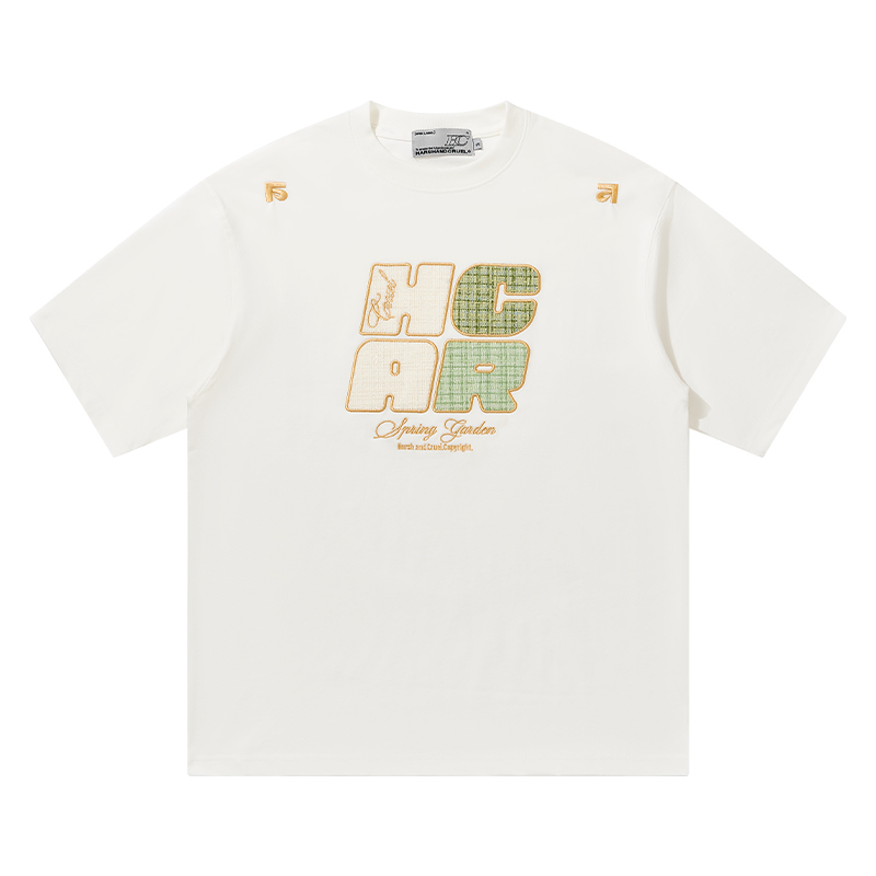 Cool Feeling Sunscreen T-Shirt with Vintage Woven Patch Embroidery, Short Sleeves, Y2K Style, Perfect for Summer Casual Wear Cool Feeling Sunscreen T-Shirt with Vintage Woven Patch Embroidery, Short Sleeves, Y2K Style, Perfect for Summer Casual Wear