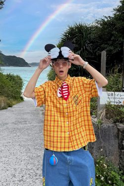 Custom American Striped Color-Block Short-Sleeve Shirt for Men and Women, Summer Loose Casual Streetwear