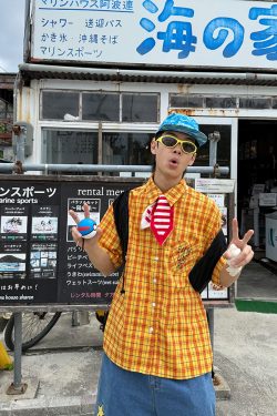 Custom American Striped Color-Block Short-Sleeve Shirt for Men and Women, Summer Loose Casual Streetwear