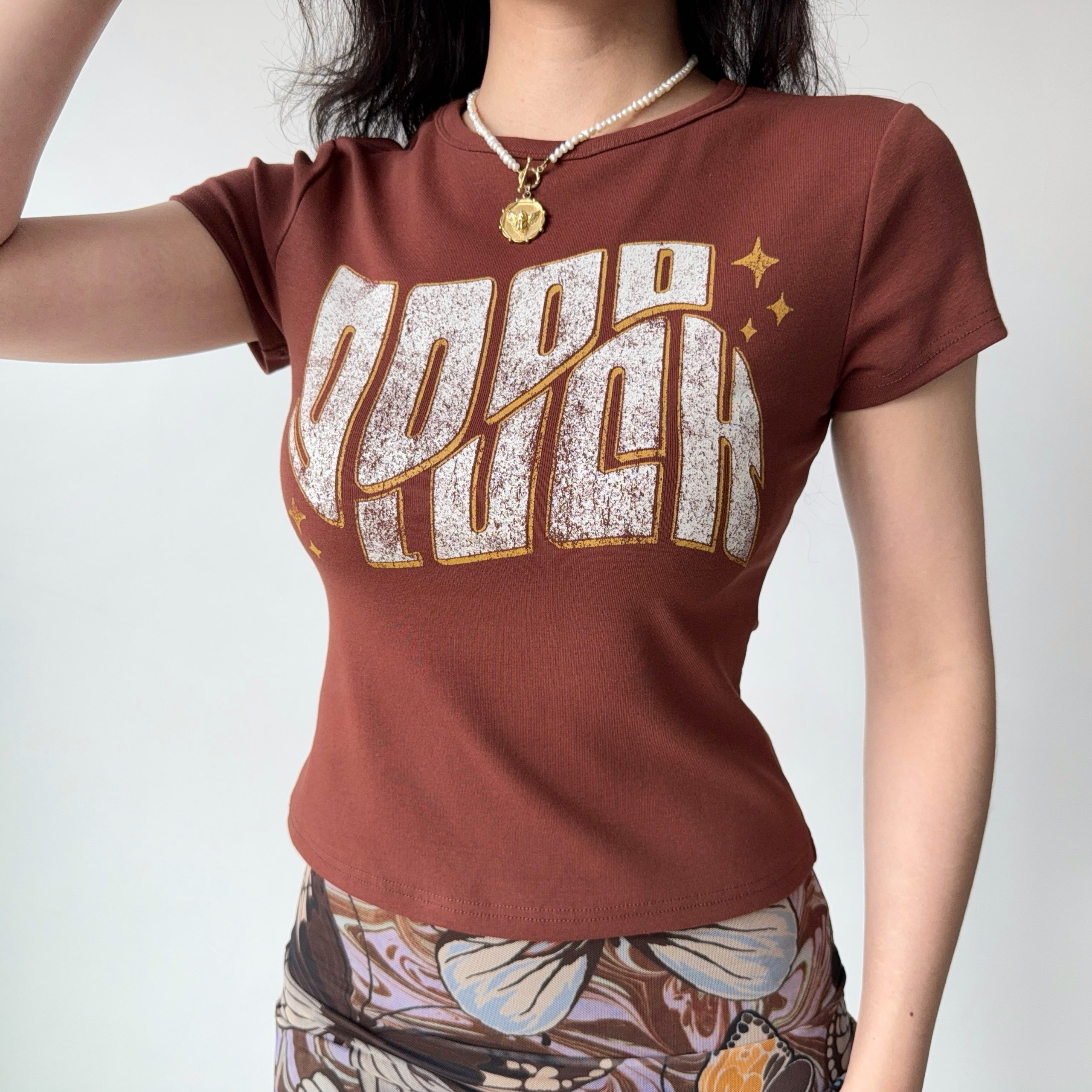 Custom American Vintage Letter Print Round Neck Short Sleeve T-Shirt for Women - Slim Fit Summer Casual Top Custom American Vintage Letter Print Round Neck Short Sleeve T-Shirt for Women - Slim Fit Summer Casual Top