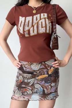 Custom American Vintage Letter Print Round Neck Short Sleeve T-Shirt for Women - Slim Fit Summer Casual Top