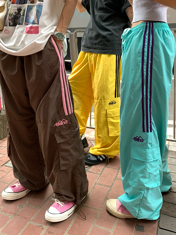 Custom Color Dopamine Three-Stripes Pocket Work Pants for Men and Women in Meladen Nylon - Casual Sports Long Pants Custom Color Dopamine Three-Stripes Pocket Work Pants for Men and Women in Meladen Nylon - Casual Sports Long Pants