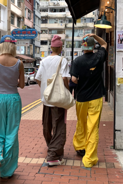 Custom Color Dopamine Three-Stripes Pocket Work Pants for Men and Women in Meladen Nylon - Casual Sports Long Pants