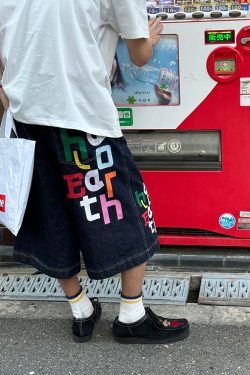 Custom Color Printed Washable Seven-Point Denim Shorts for Men and Women, Straight Loose Wide-Leg Summer Fashion Style