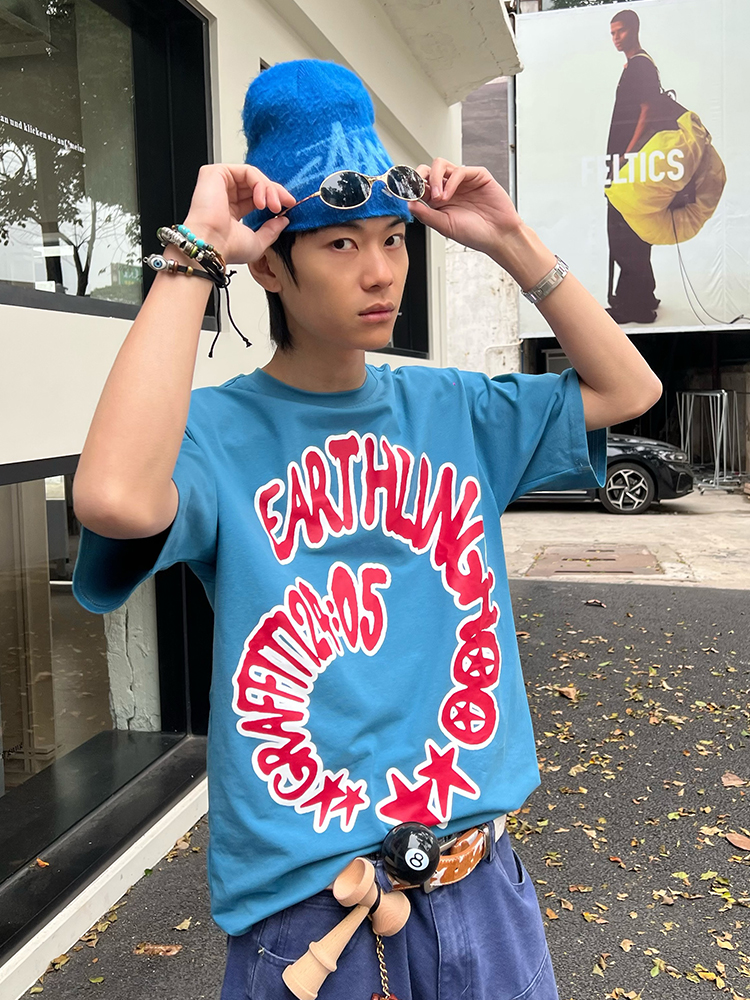 Custom Summer American Letter Print Short Sleeve T-Shirt for Men and Women, Loose Fit Sorona Casual Tee, Trendy Versatile Style Custom Summer American Letter Print Short Sleeve T-Shirt for Men and Women, Loose Fit Sorona Casual Tee, Trendy Versatile Style