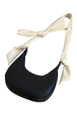 Cute Bow Crescent Bag for Women - Handheld Underarm Single-Shoulder Small Bag for Spring and Summer Fashion