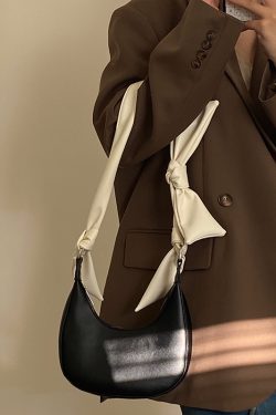 Cute Bow Crescent Bag for Women - Handheld Underarm Single-Shoulder Small Bag for Spring and Summer Fashion