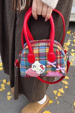 Cute Cartoon Plaid Handbag for Women - Fashionable Spring/Summer Small Crossbody Shoulder Bag 2025