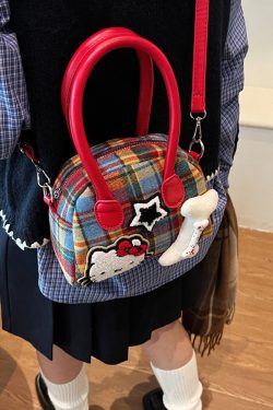 Cute Cartoon Plaid Handbag for Women - Fashionable Spring/Summer Small Crossbody Shoulder Bag 2025