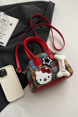 Cute Cartoon Plaid Handbag for Women - Fashionable Spring/Summer Small Crossbody Shoulder Bag 2025