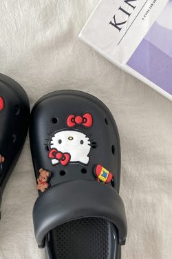 Cute Kitty Cat Hole Shoes for Women - Summer 2025 Thick Bottom Non-Slip Closed-Toe Slippers for Outdoor Y2K Style