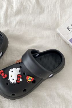 Cute Kitty Cat Hole Shoes for Women - Summer 2025 Thick Bottom Non-Slip Closed-Toe Slippers for Outdoor Y2K Style