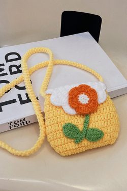 Cute Knitted Crossbody Mini Bag for Women | 2025 New Style Woven Yarn Small Bag for Kids | Trendy Fashion Accessory