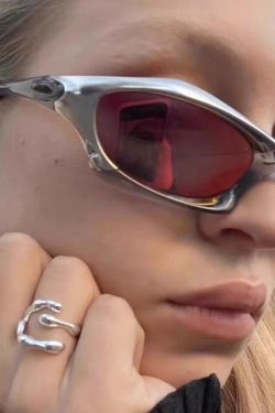 Cyberpunk Futuristic Round Frame Colorful Laser Sunglasses for Hip-Hop Style Cycling - European American Fashion Accessory