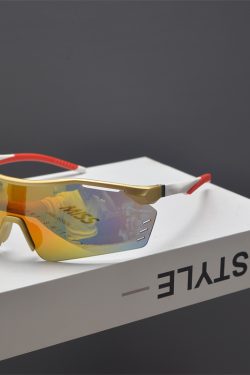 Cyberpunk Futuristic Unisex Outdoor Cycling Sunglasses with Windproof Design and Colorful Laser Lenses