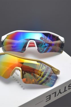 Cyberpunk Futuristic Unisex Outdoor Cycling Sunglasses with Windproof Design and Colorful Laser Lenses