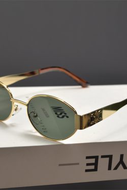 Cyberpunk Oval Metal Letter Sunglasses for Women - High-End Korean Style Retro Hip-Hop Eyewear - European & American Fashion