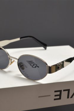 Cyberpunk Oval Metal Letter Sunglasses for Women - High-End Korean Style Retro Hip-Hop Eyewear - European & American Fashion