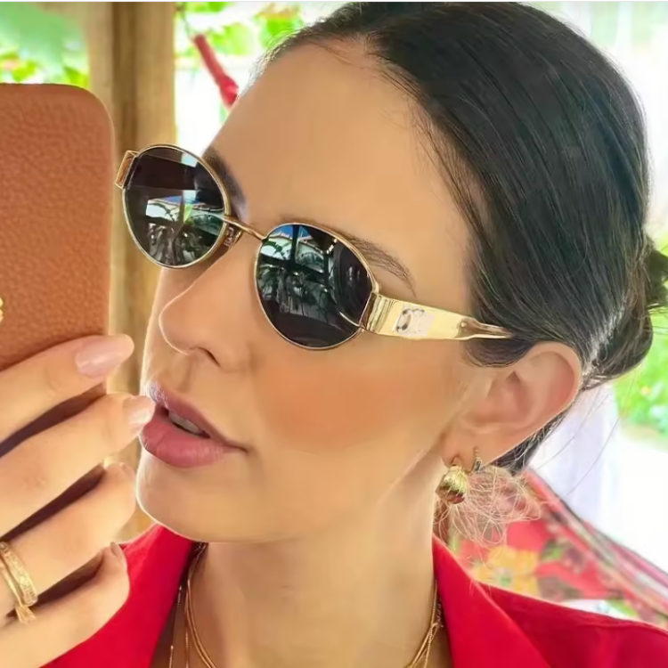 Cyberpunk Oval Metal Letter Sunglasses for Women - High-End Korean Style Retro Hip-Hop Eyewear - European & American Fashion Cyberpunk Oval Metal Letter Sunglasses for Women - High-End Korean Style Retro Hip-Hop Eyewear - European & American Fashion