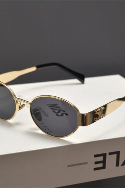 Cyberpunk Oval Metal Letter Sunglasses for Women - High-End Korean Style Retro Hip-Hop Eyewear - European & American Fashion