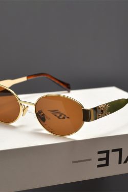 Cyberpunk Oval Metal Letter Sunglasses for Women - High-End Korean Style Retro Hip-Hop Eyewear - European & American Fashion